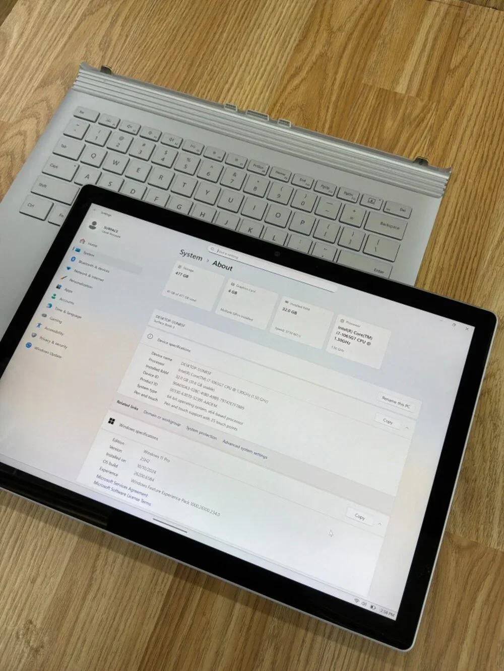 Microsoft Surface Book 3 15” i7 32GB 512GB SSD GTX GPU Win11 Pro